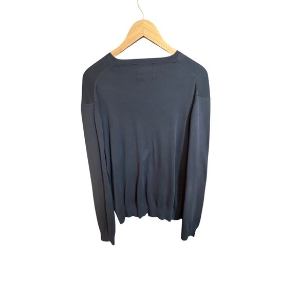 Polo Ralph Lauren Mens V-Neck Sweater Large 100% Pima Cotton Navy Blue - Picture 4 of 4